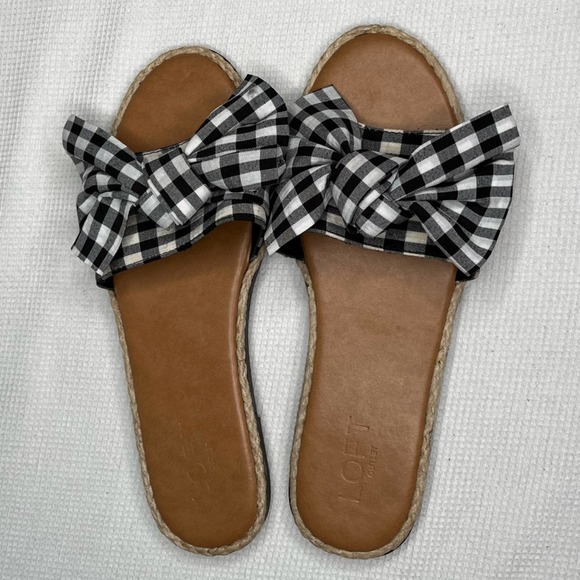LOFT Shoes - Loft Outlet Gingham Bow Slide Sandals Size 7
